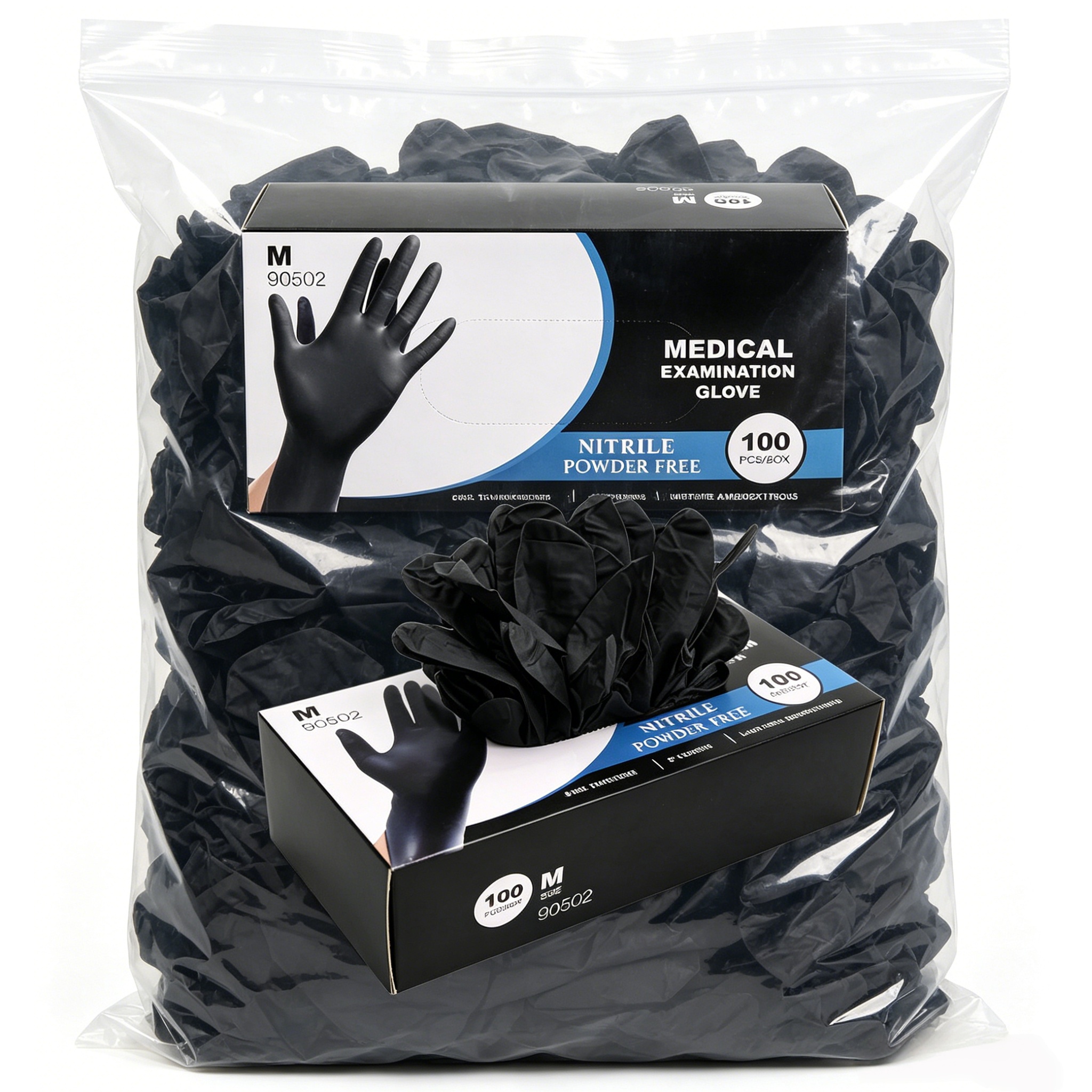 Latex Disposable Glove - Black Nitrile Gloves Disposable Non-Sterile Textured