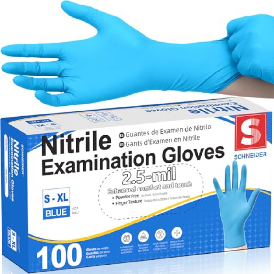 Exam Glove Nitrile - Schneider Medical Nitrile Exam Gloves, Blue