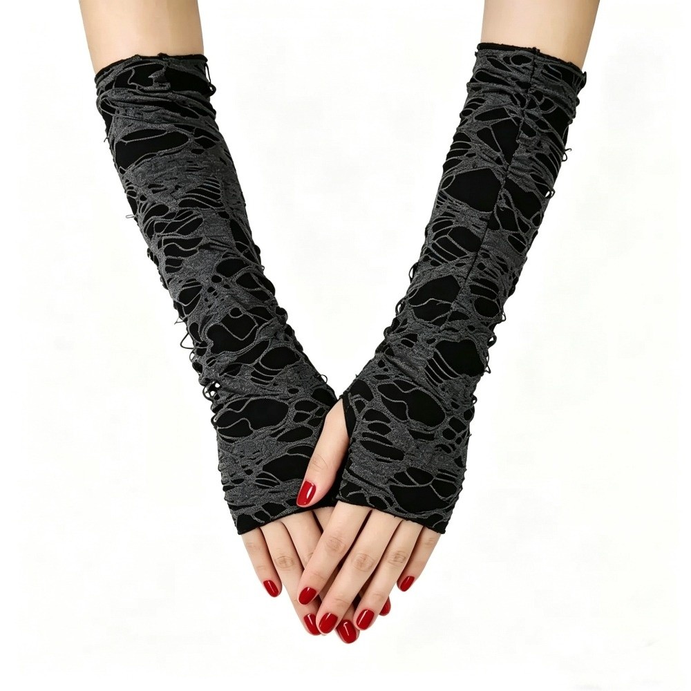 Vintage Long Punk Gloves Dark  - Fingerless Glove Knit のレビューと価格