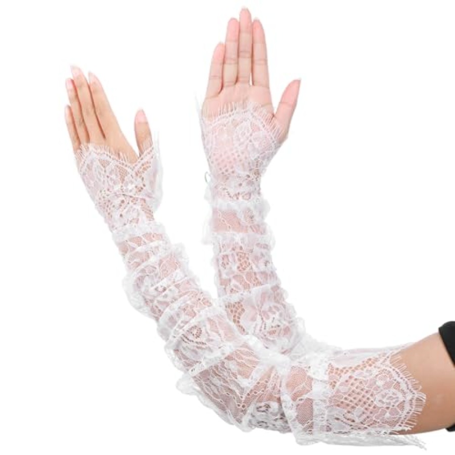 Long Sheer Lace Arm Sleeves Fo - Fingerless Glove Knit のレビューと価格