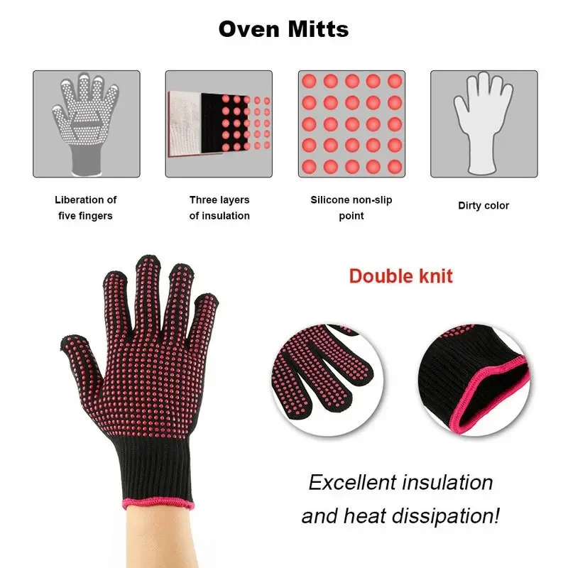 1 Pair Non-Slip Silicone BBQ G - Oven Mitt Silicone のレビューと価格