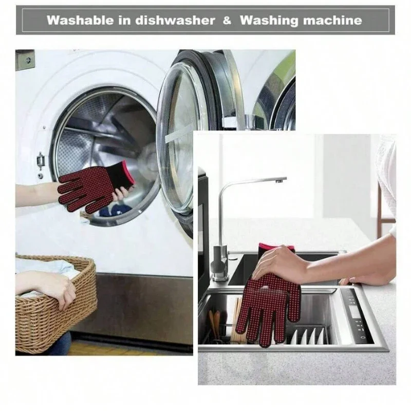 1 Pair Non-Slip Silicone BBQ G - Oven Mitt Silicone のレビューと価格