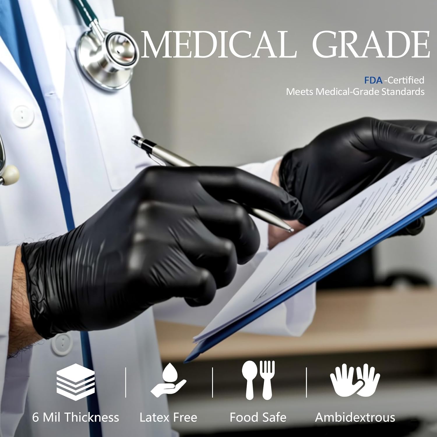 Black Disposable Nitrile Glove - Rubber Glove Cleaning のレビューと価格
