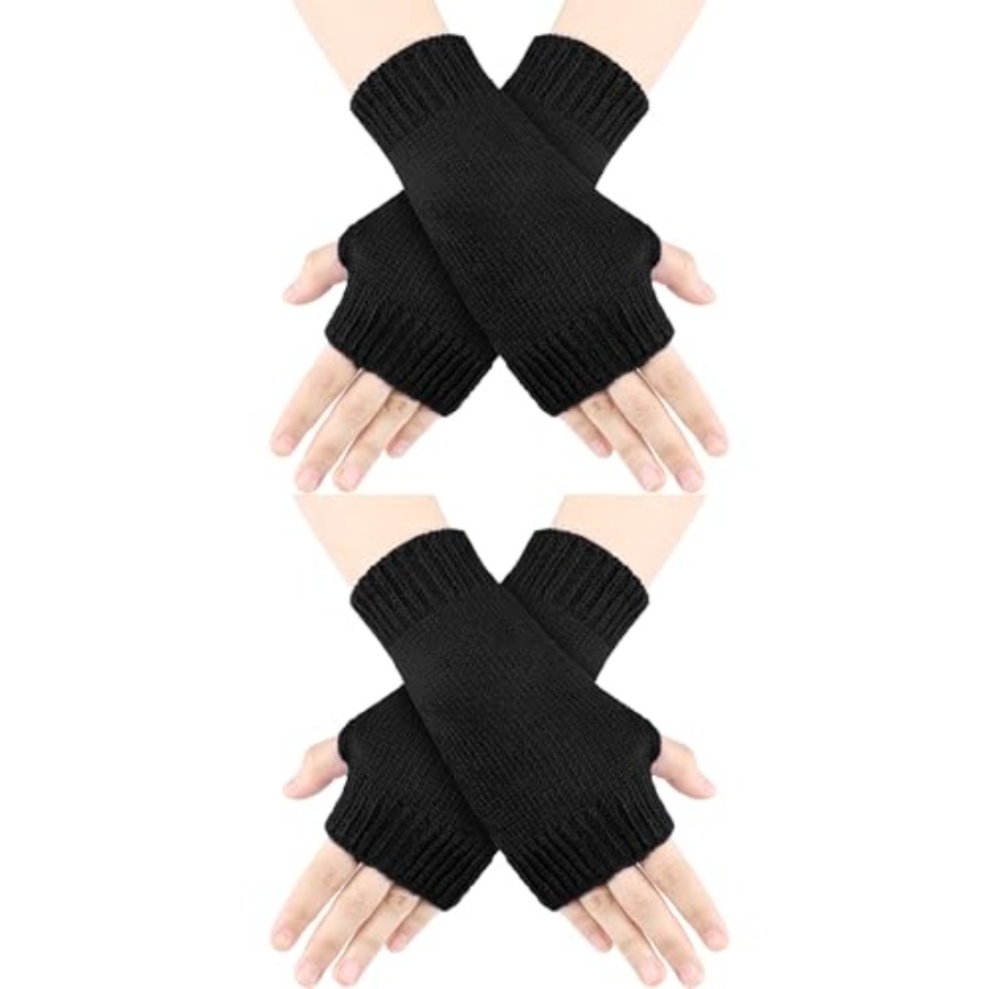 2 Pair Fingerless Gloves Wrist - Fingerless Glove Knit のレビューと価格