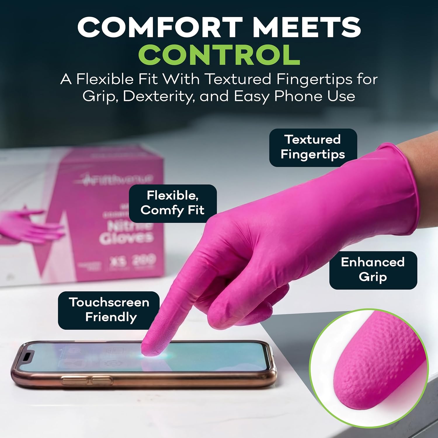 Fuchsia Hot Pink Nitrile Dispo - Exam Glove Nitrile のレビューと価格