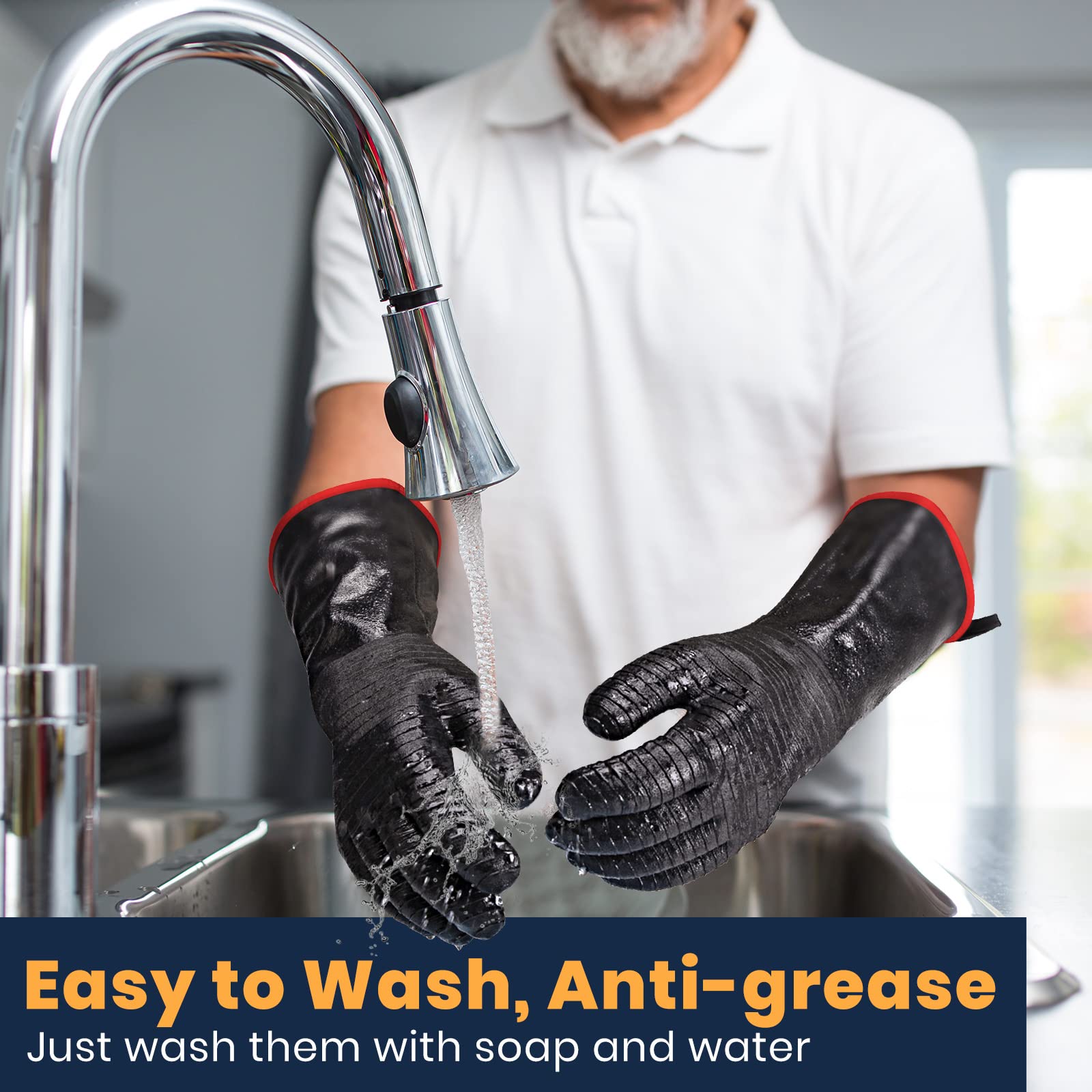 BBQ Gloves 18IN 932℉ Heat Resi - Rubber Glove Cleaning のレビューと価格