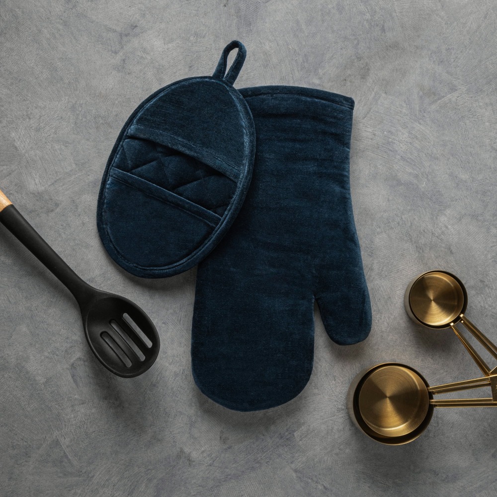 Velvet Blue 2-Piece Kitchen Ov - Heat Resistant Glove のレビューと価格