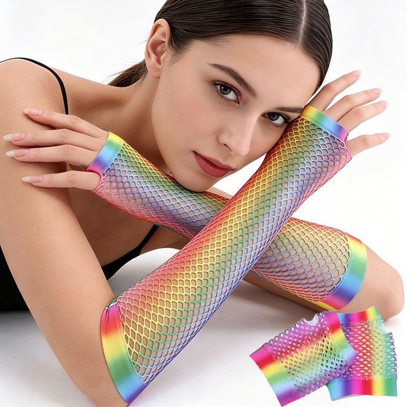 1 Pair Women Long Fishnet Net  - Fingerless Glove Knit のレビューと価格